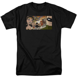 AN OFFCIALLY LICENSED JLA CINEMATIC LEAGUE MEN'S REGULAR FIT T-SHIRT BLACK