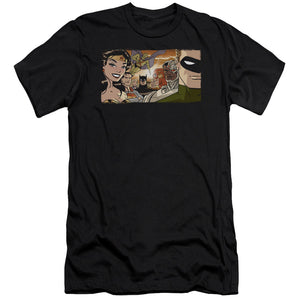 AN OFFCIALLY LICENSED JLA CINEMATIC LEAGUE MEN'S PREMIUM SLIM FIT T-SHIRT BLACK