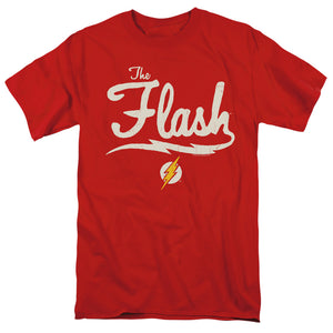 AN OFFCIALLY LICENSED JLA OLD SCHOOL FLASH MEN'S REGULAR FIT T-SHIRT RED