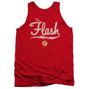 AN OFFCIALLY LICENSED JLA OLD SCHOOL FLASH ADULT UNISEX TANK TOP RED