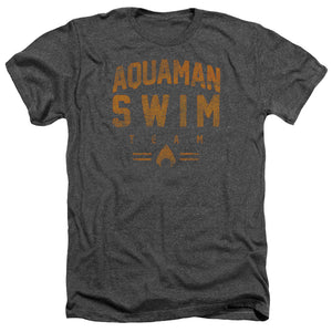 AN OFFCIALLY LICENSED JLA SWIN TEAM MEN'S HEATHER T-SHIRT CHARCOAL