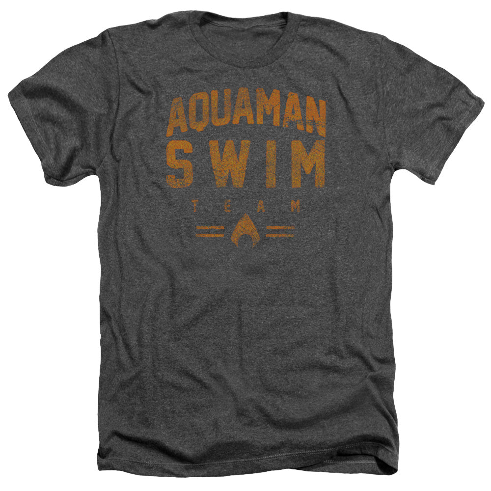 AN OFFCIALLY LICENSED JLA SWIN TEAM MEN'S HEATHER T-SHIRT CHARCOAL