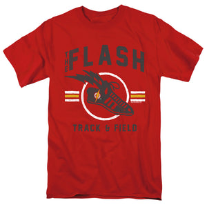 AN OFFCIALLY LICENSED JLA TRACK AND FIELD MEN'S REGULAR FIT T-SHIRT RED