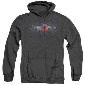 AN OFFCIALLY LICENSED JLA CYBORG TITLE ADULT UNISEX HEATHER PULLOVER HOODIE BLACK