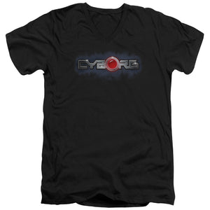 AN OFFCIALLY LICENSED JLA CYBORG TITLE MEN'S V-NECK T-SHIRT BLACK