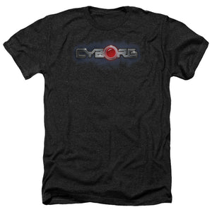 AN OFFCIALLY LICENSED JLA CYBORG TITLE MEN'S HEATHER T-SHIRT CHARCOAL
