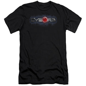 AN OFFCIALLY LICENSED JLA CYBORG TITLE MEN'S PREMIUM SLIM FIT T-SHIRT BLACK