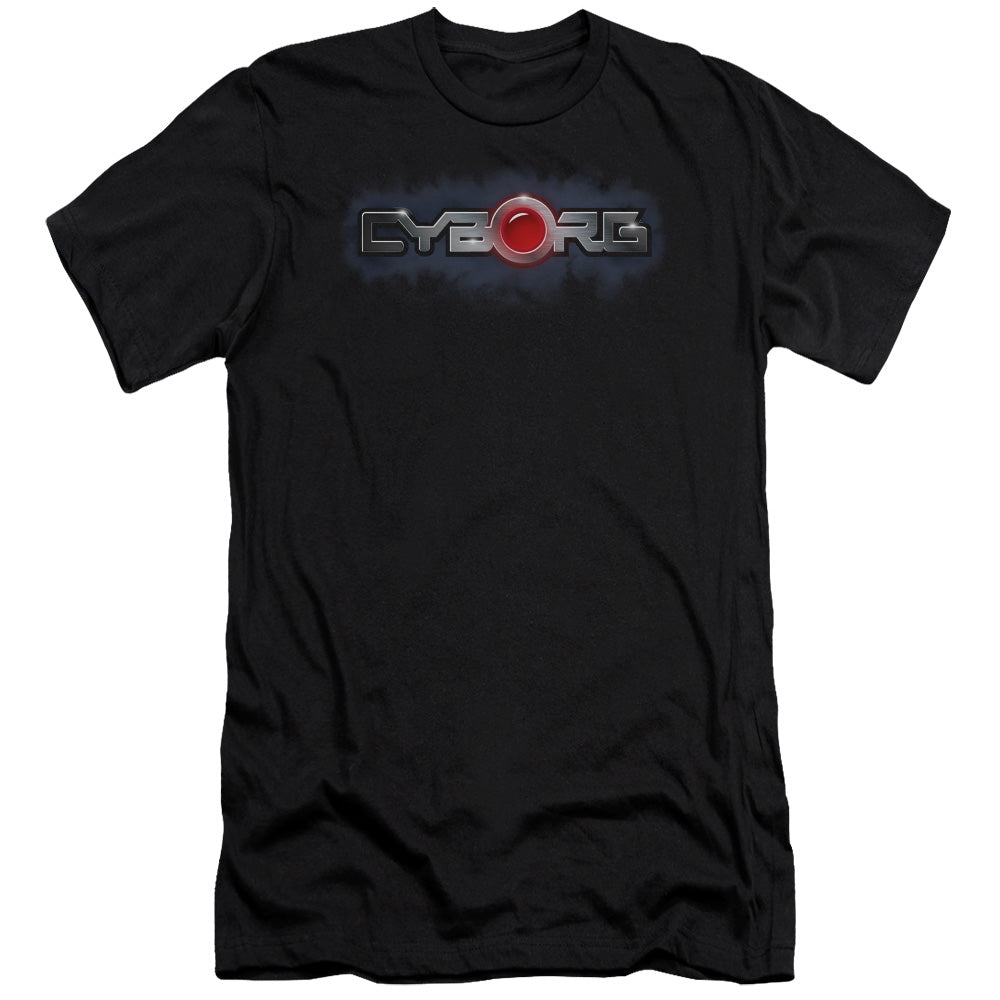AN OFFCIALLY LICENSED JLA CYBORG TITLE MEN'S PREMIUM SLIM FIT T-SHIRT BLACK