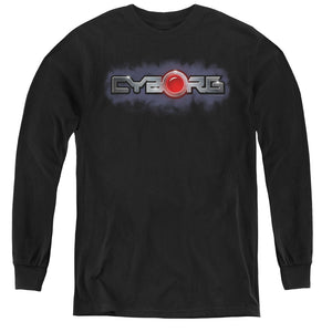 AN OFFCIALLY LICENSED JLA CYBORG TITLE YOUTH LONG SLEEVE T-SHIRT BLACK