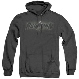 AN OFFCIALLY LICENSED JLA AQUAMAN TITLE ADULT UNISEX HEATHER PULLOVER HOODIE BLACK