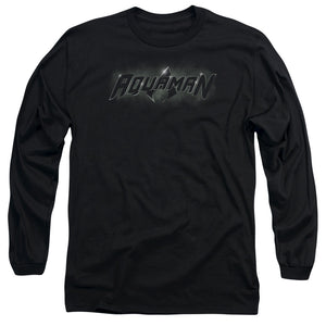 AN OFFCIALLY LICENSED JLA AQUAMAN TITLE MEN'S LONG SLEEVE T-SHIRT BLACK