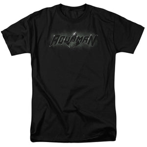 AN OFFCIALLY LICENSED JLA AQUAMAN TITLE MEN'S REGULAR FIT T-SHIRT BLACK