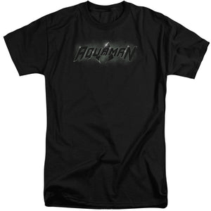 AN OFFCIALLY LICENSED JLA AQUAMAN TITLE MEN'S TALL FIT T-SHIRT BLACK