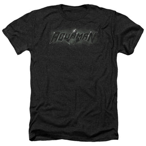 AN OFFCIALLY LICENSED JLA AQUAMAN TITLE MEN'S HEATHER T-SHIRT CHARCOAL