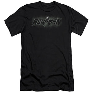 AN OFFCIALLY LICENSED JLA AQUAMAN TITLE MEN'S PREMIUM SLIM FIT T-SHIRT BLACK