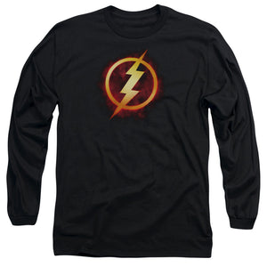 AN OFFCIALLY LICENSED JLA FLASH TITLE MEN'S LONG SLEEVE T-SHIRT BLACK