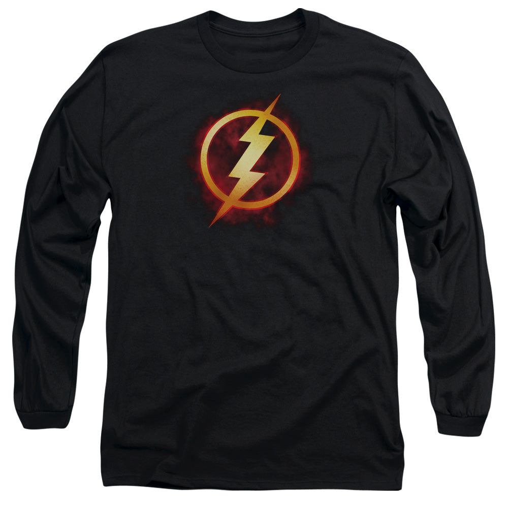 AN OFFCIALLY LICENSED JLA FLASH TITLE MEN'S LONG SLEEVE T-SHIRT BLACK