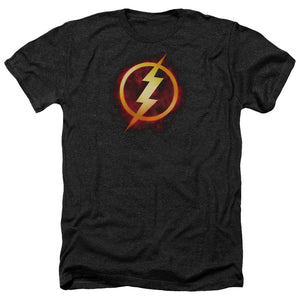 AN OFFCIALLY LICENSED JLA FLASH TITLE MEN'S HEATHER T-SHIRT CHARCOAL