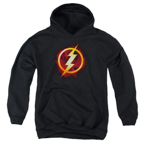 AN OFFCIALLY LICENSED JLA FLASH TITLE YOUTH HOODIE BLACK
