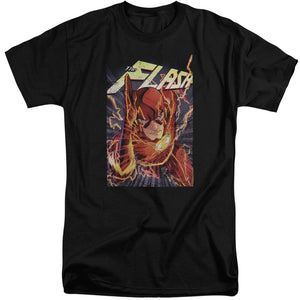 AN OFFCIALLY LICENSED JLA FLASH ONE MEN'S TALL FIT T-SHIRT BLACK