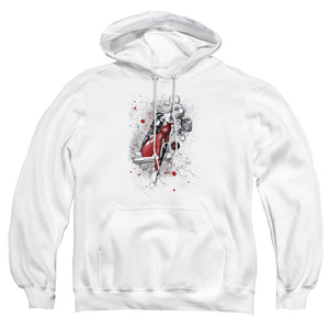 AN OFFCIALLY LICENSED JLA HARLEY SKETCH ADULT UNISEX PULLOVER HOODIE WHITE