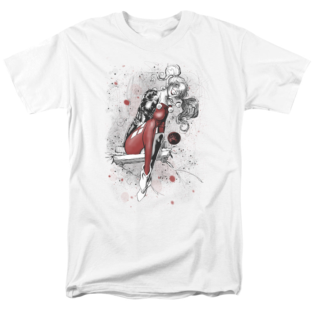 AN OFFCIALLY LICENSED JLA HARLEY SKETCH MEN'S REGULAR FIT T-SHIRT WHITE