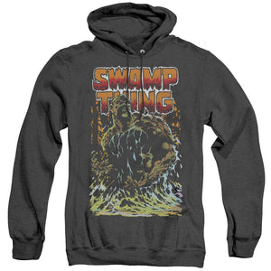 AN OFFCIALLY LICENSED JLA SWAMP THING ADULT UNISEX HEATHER PULLOVER HOODIE BLACK