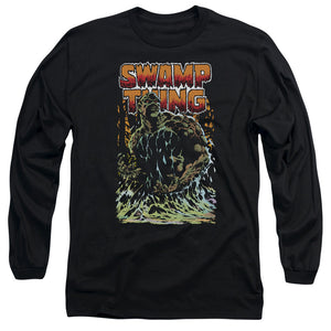 AN OFFCIALLY LICENSED JLA SWAMP THING MEN'S LONG SLEEVE T-SHIRT BLACK