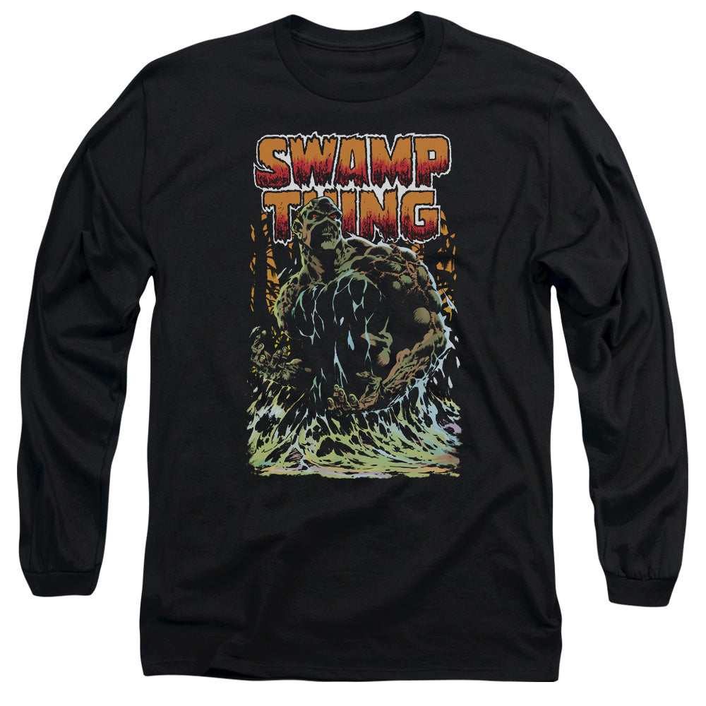 AN OFFCIALLY LICENSED JLA SWAMP THING MEN'S LONG SLEEVE T-SHIRT BLACK