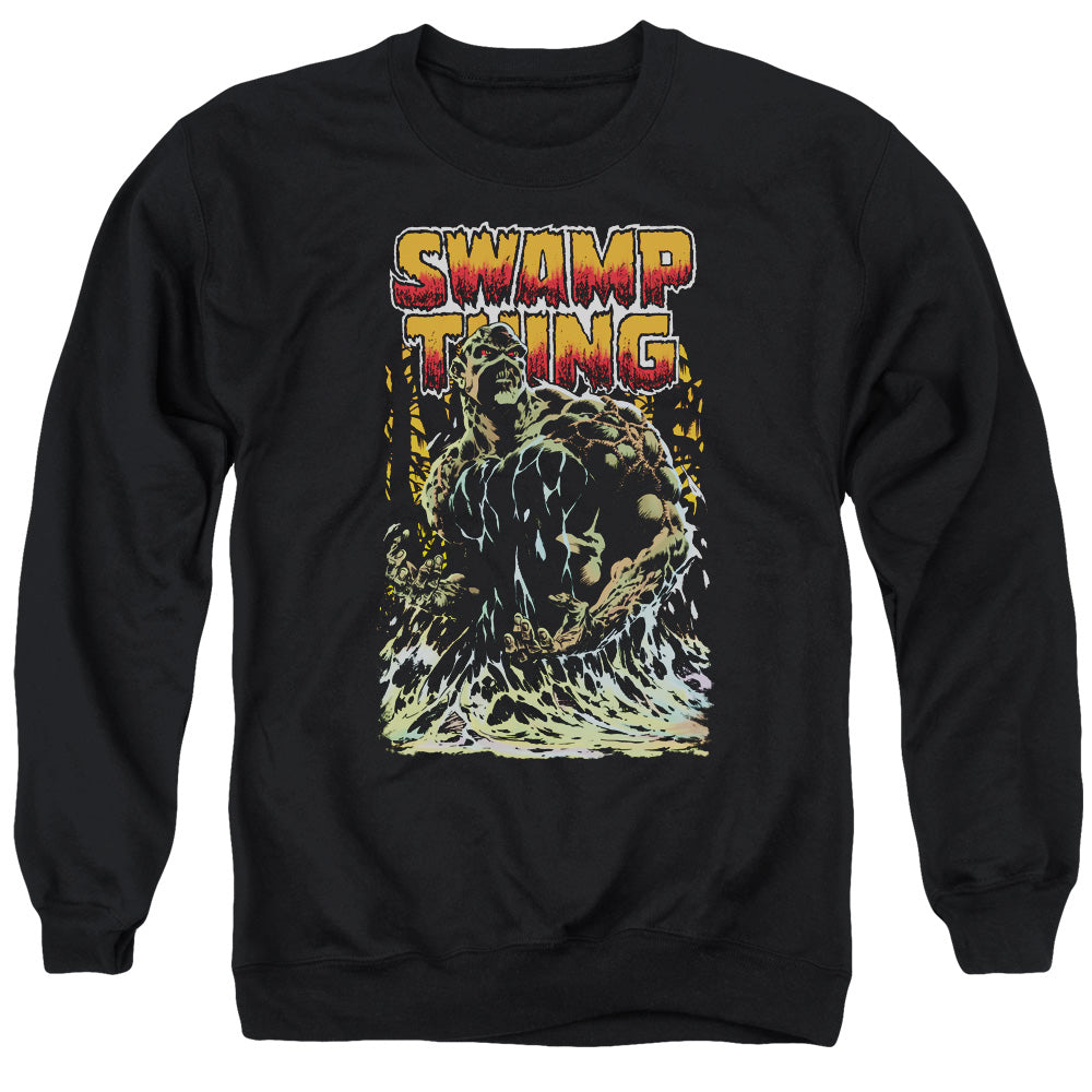 AN OFFCIALLY LICENSED JLA SWAMP THING ADULT UNISEX CREWNECK SWEATSHIRT BLACK