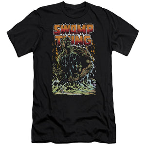 AN OFFCIALLY LICENSED JLA SWAMP THING MEN'S PREMIUM SLIM FIT T-SHIRT BLACK
