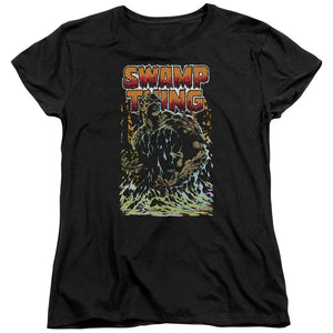 AN OFFCIALLY LICENSED JLA SWAMP THING WOMEN'S REGULAR FIT T-SHIRT BLACK