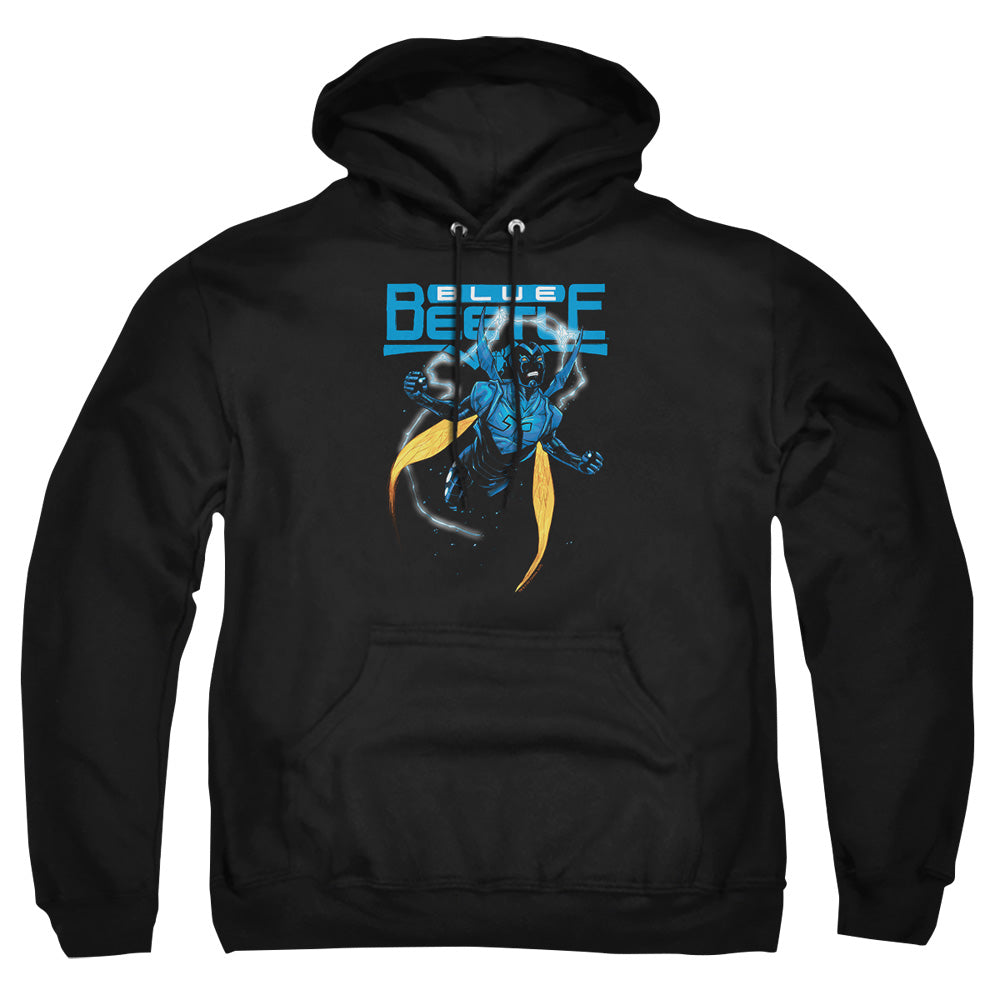 AN OFFCIALLY LICENSED JLA BLUE BEETLE ADULT UNISEX PULLOVER HOODIE BLACK