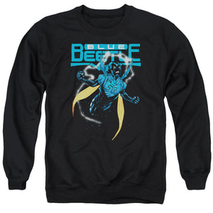 AN OFFCIALLY LICENSED JLA BLUE BEETLE ADULT UNISEX CREWNECK SWEATSHIRT BLACK