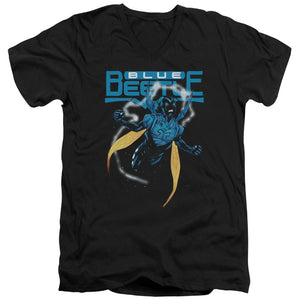 AN OFFCIALLY LICENSED JLA BLUE BEETLE MEN'S V-NECK T-SHIRT BLACK