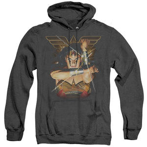 AN OFFCIALLY LICENSED JLA DEFLECTION ADULT UNISEX HEATHER PULLOVER HOODIE BLACK