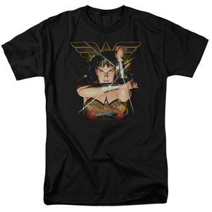 AN OFFCIALLY LICENSED JLA DEFLECTION MEN'S REGULAR FIT T-SHIRT BLACK