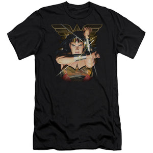 AN OFFCIALLY LICENSED JLA DEFLECTION MEN'S PREMIUM SLIM FIT T-SHIRT BLACK