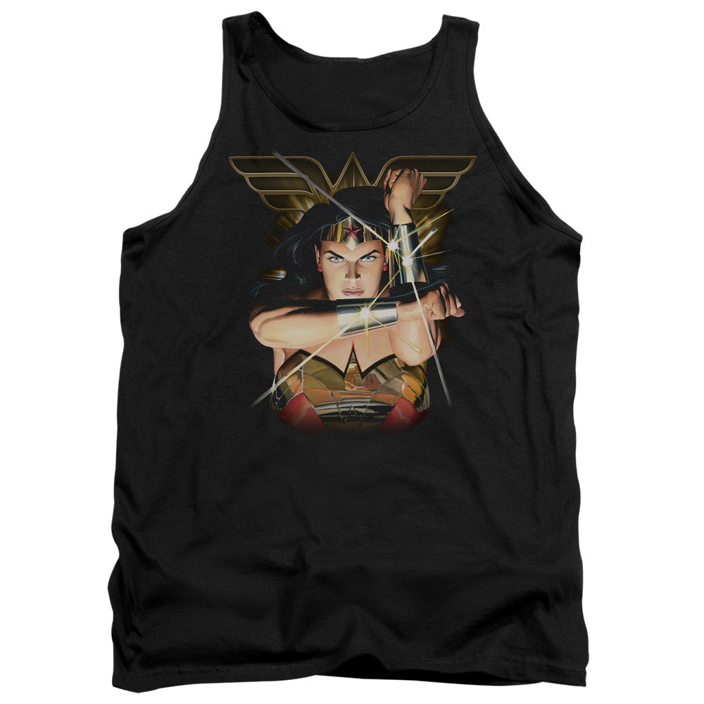 AN OFFCIALLY LICENSED JLA DEFLECTION ADULT UNISEX TANK TOP BLACK