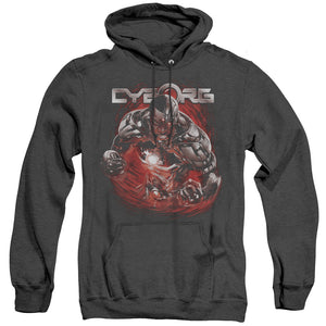 AN OFFCIALLY LICENSED JLA ENGAGED ADULT UNISEX HEATHER PULLOVER HOODIE BLACK