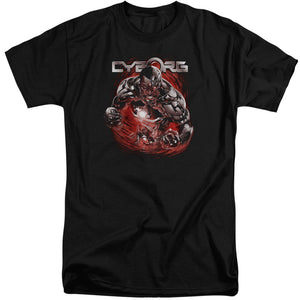 AN OFFCIALLY LICENSED JLA ENGAGED MEN'S TALL FIT T-SHIRT BLACK