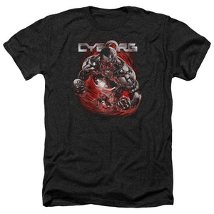 AN OFFCIALLY LICENSED JLA ENGAGED MEN'S HEATHER T-SHIRT CHARCOAL