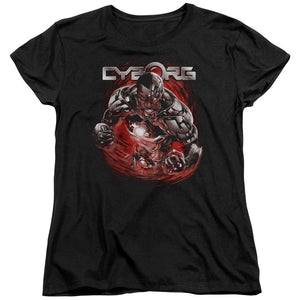 AN OFFCIALLY LICENSED JLA ENGAGED WOMEN'S REGULAR FIT T-SHIRT BLACK