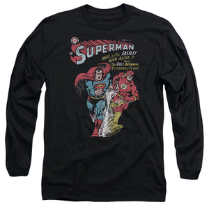 AN OFFCIALLY LICENSED JLA FASTEST MEN'S LONG SLEEVE T-SHIRT BLACK