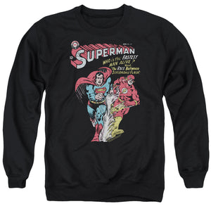 AN OFFCIALLY LICENSED JLA FASTEST ADULT UNISEX CREWNECK SWEATSHIRT BLACK