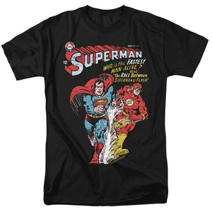 AN OFFCIALLY LICENSED JLA FASTEST MEN'S REGULAR FIT T-SHIRT BLACK