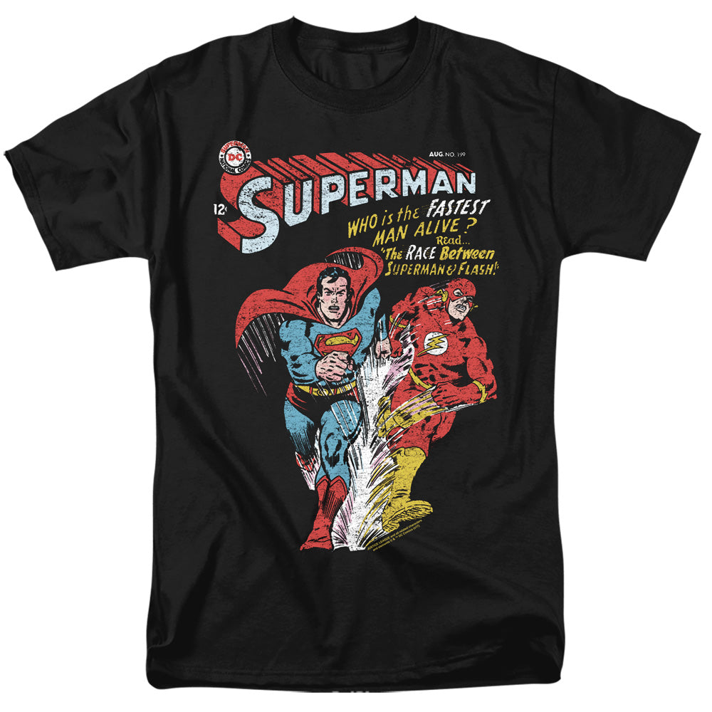 AN OFFCIALLY LICENSED JLA FASTEST MEN'S REGULAR FIT T-SHIRT BLACK