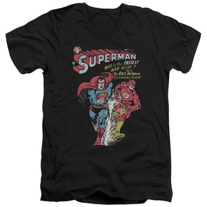 AN OFFCIALLY LICENSED JLA FASTEST MEN'S V-NECK T-SHIRT BLACK