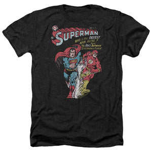 AN OFFCIALLY LICENSED JLA FASTEST MEN'S HEATHER T-SHIRT CHARCOAL