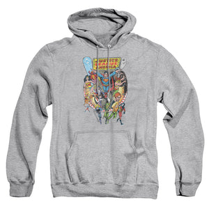 AN OFFCIALLY LICENSED JLA TEAM UP ADULT UNISEX PULLOVER HOODIE ATHLETIC HEATHER